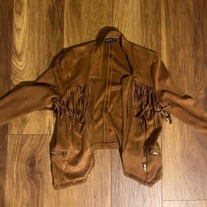 Lush Tan Fringe Leather Jacket